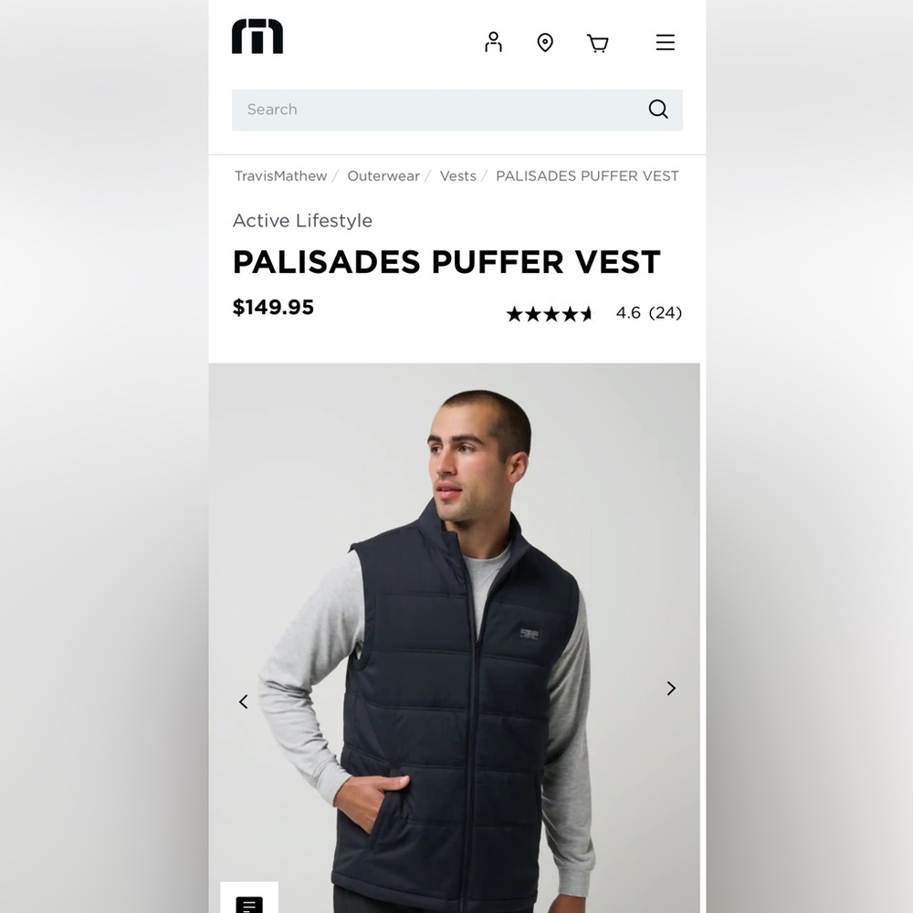 Travis Mathew Men's Gray Puffer Vest, Size XL - Picture 2 of 14